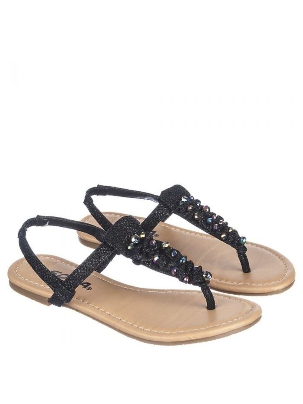 Girls Soda Silky Black Strap Sandals NEW Size 1 US!